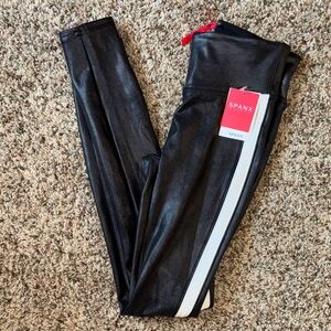 NWT Spanx faux leather stripe leggings
